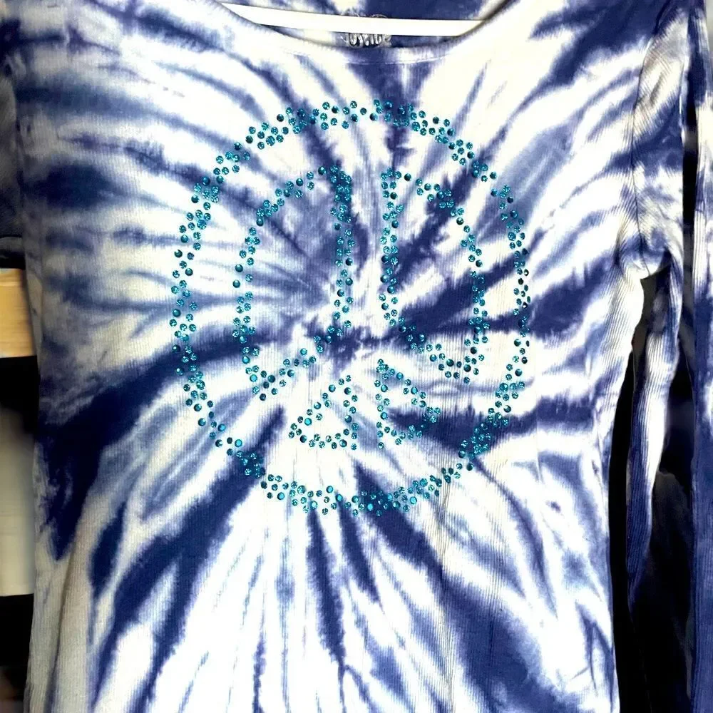 JUSTICE l Girl’s Long-Sleeve Dress l Sequin Peace Sign l Soft Stretch l Frill 12